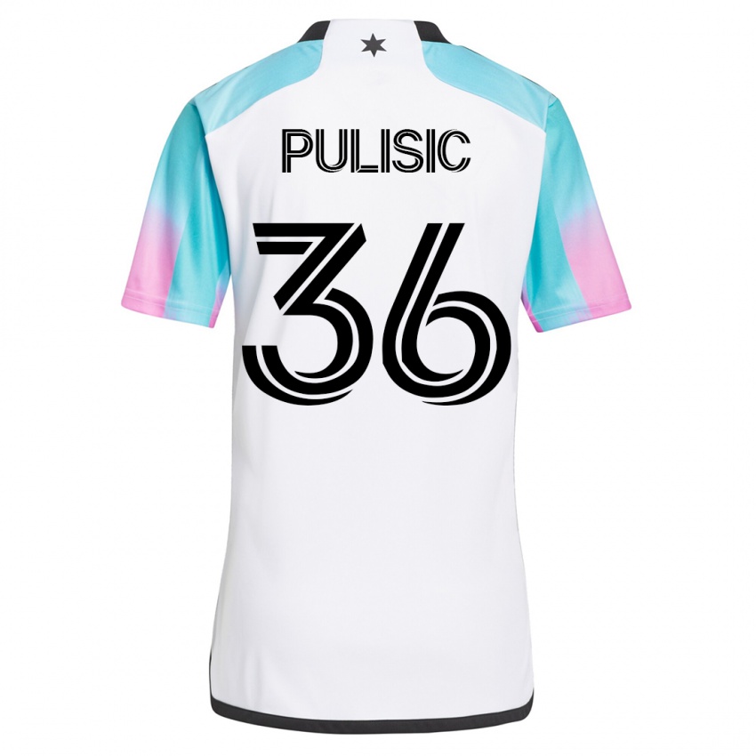 Dames Will Pulisic #36 Wit Uitshirt Uittenue 2023/24 T-Shirt België