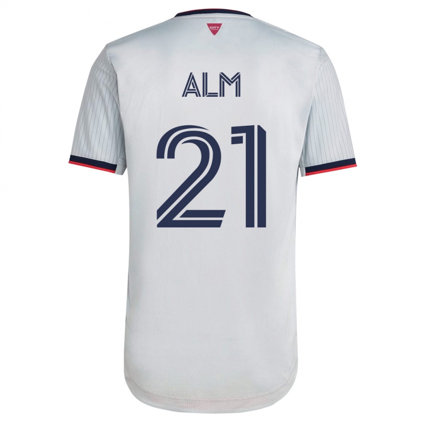 Damen Rasmus Alm #21 Weiß Auswärtstrikot Trikot 2023/24 T-Shirt Belgien