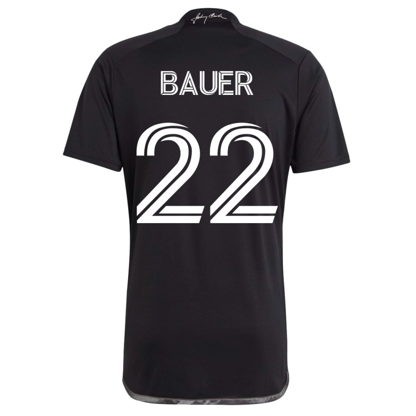 Damen Josh Bauer #22 Schwarz Auswärtstrikot Trikot 2023/24 T-Shirt Belgien