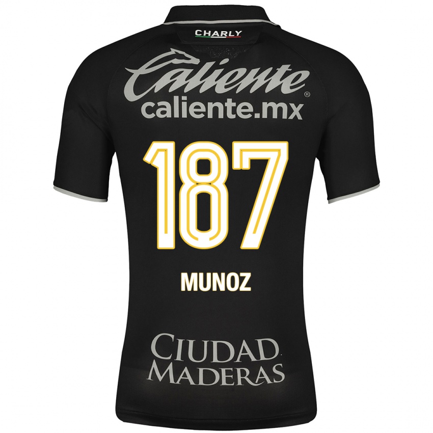 Damen Diego Muñoz #187 Schwarz Auswärtstrikot Trikot 2023/24 T-Shirt Belgien