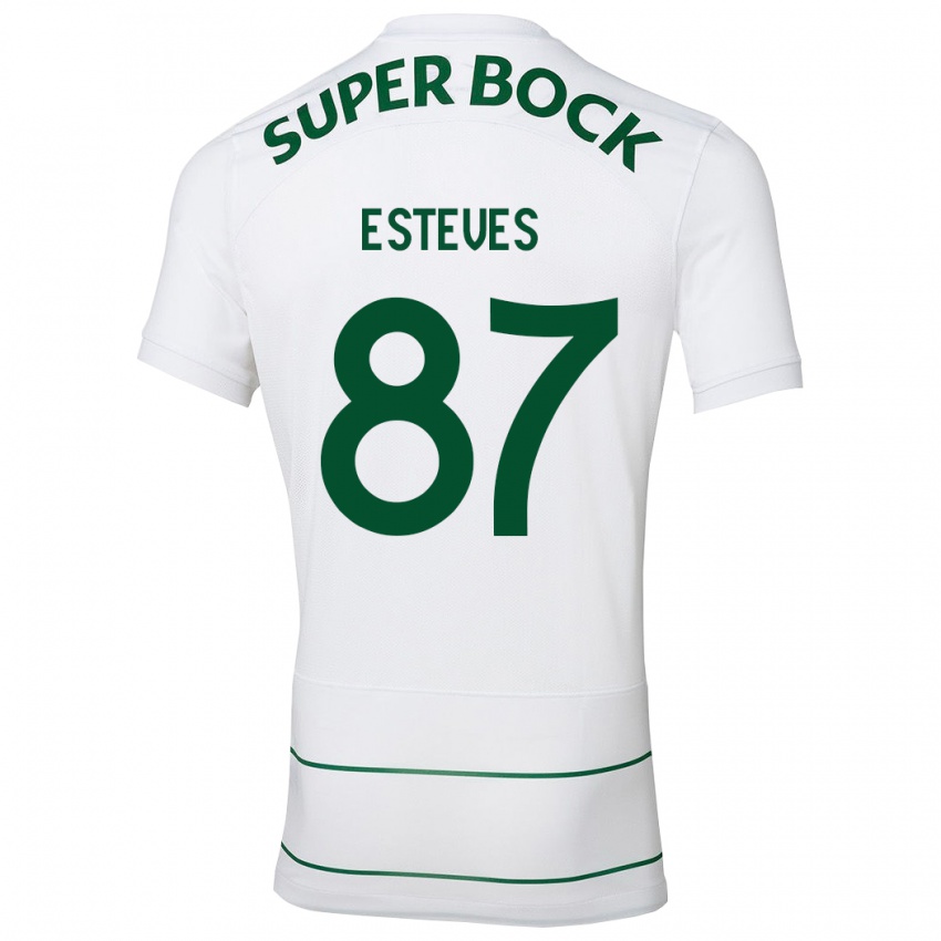 Damen Goncalo Esteves #87 Weiß Auswärtstrikot Trikot 2023/24 T-Shirt Belgien