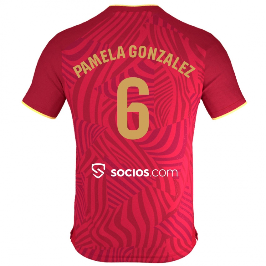 Damen Cinthia Pamela González Medina #6 Rot Auswärtstrikot Trikot 2023/24 T-Shirt Belgien