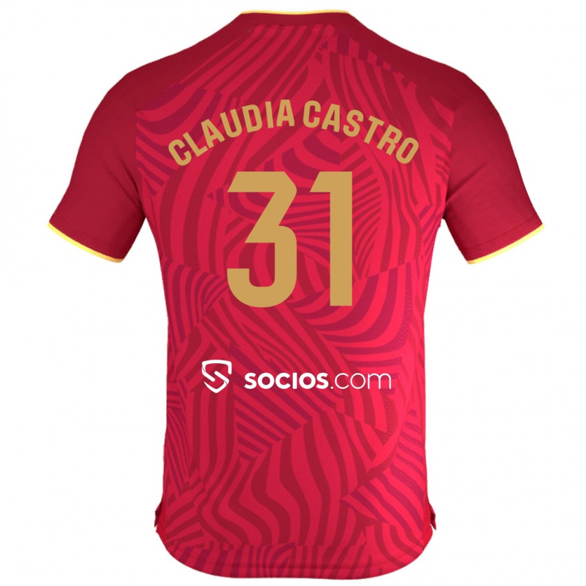 Dames Claudia Castro Romero #31 Rood Uitshirt Uittenue 2023/24 T-Shirt België