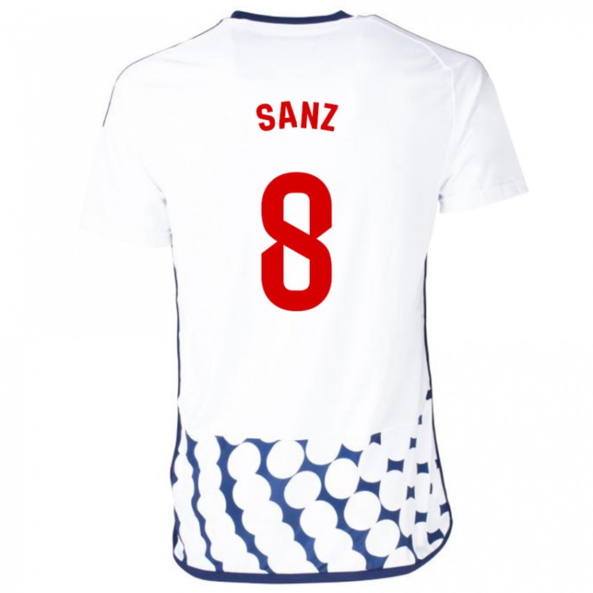 Femme Maillot Álvaro Sanz #8 Blanc Tenues Extérieur 2023/24 T-Shirt Belgique