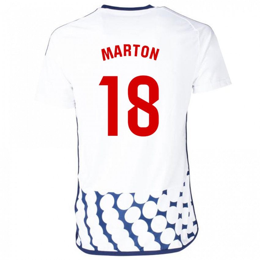 Femme Maillot Javier Marton #18 Blanc Tenues Extérieur 2023/24 T-Shirt Belgique