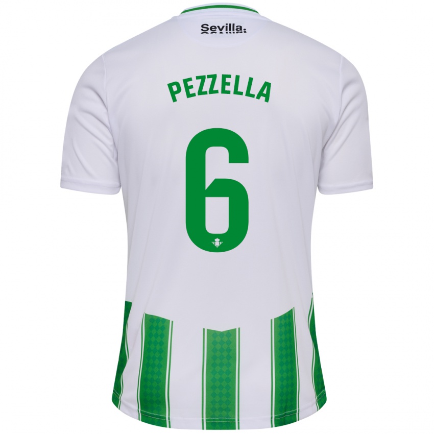 Enfant Maillot Germán Pezzella #6 Blanc Tenues Domicile 2023/24 T-Shirt Belgique
