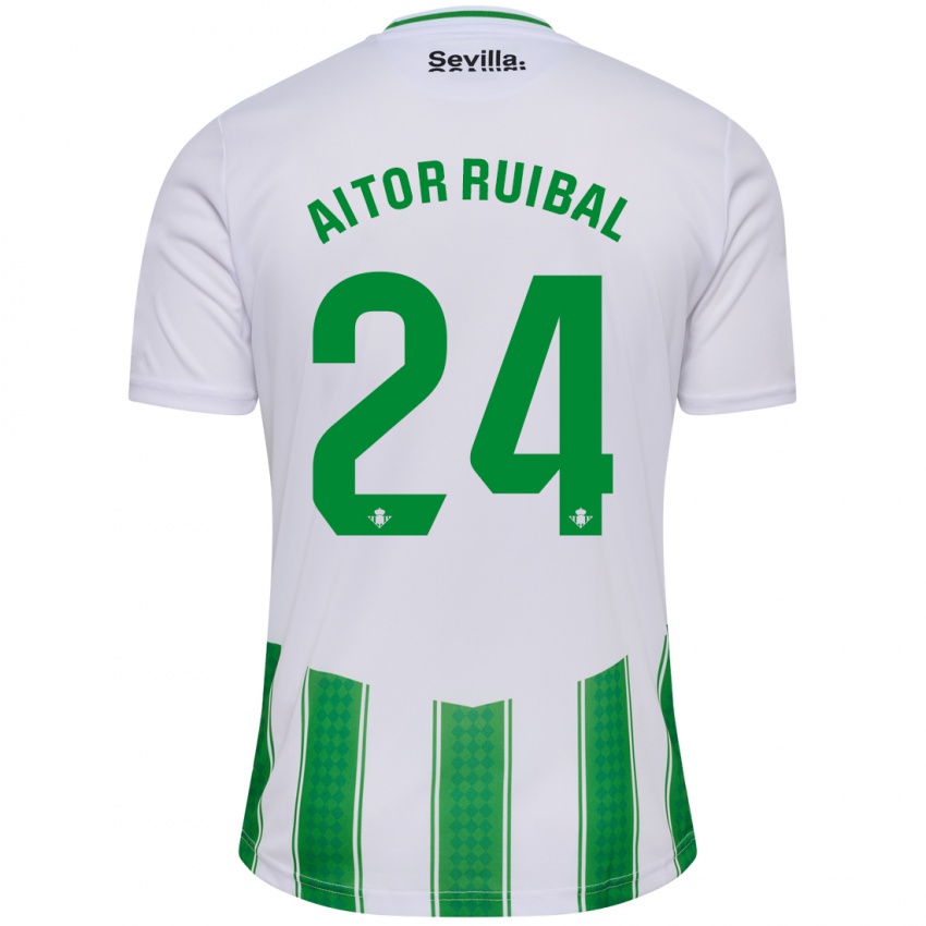 Enfant Maillot Aitor Ruibal #24 Blanc Tenues Domicile 2023/24 T-Shirt Belgique