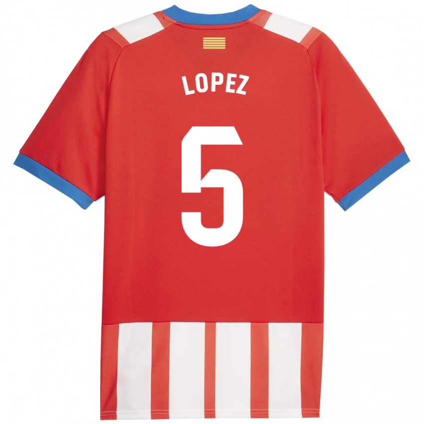 Kinder David López #5 Rot-Weiss Heimtrikot Trikot 2023/24 T-Shirt Belgien