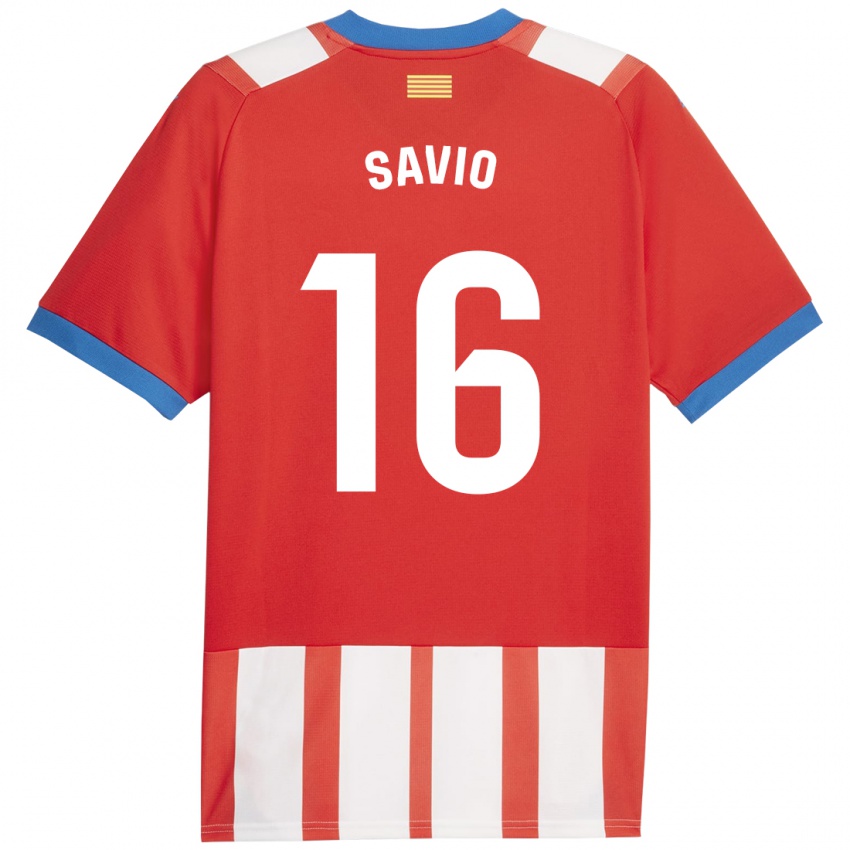 Kinder Sávio #16 Rot-Weiss Heimtrikot Trikot 2023/24 T-Shirt Belgien