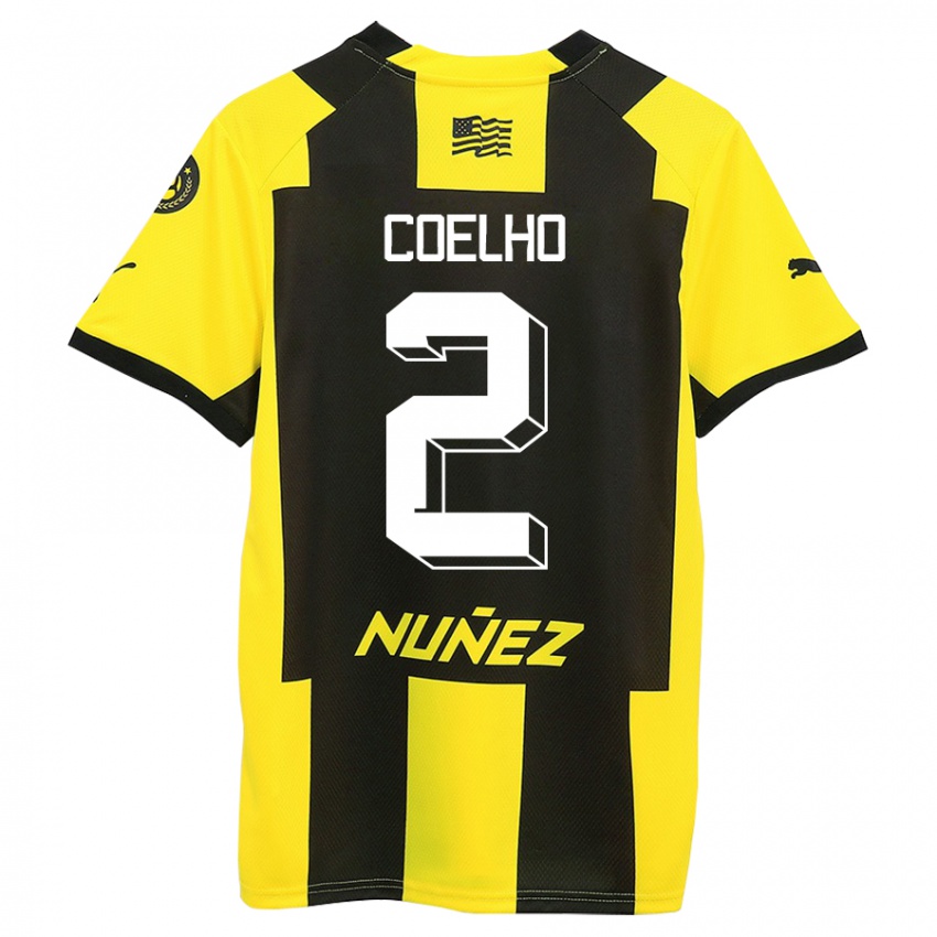 Kinder Léo Coelho #2 Gelb Schwarz Heimtrikot Trikot 2023/24 T-Shirt Belgien