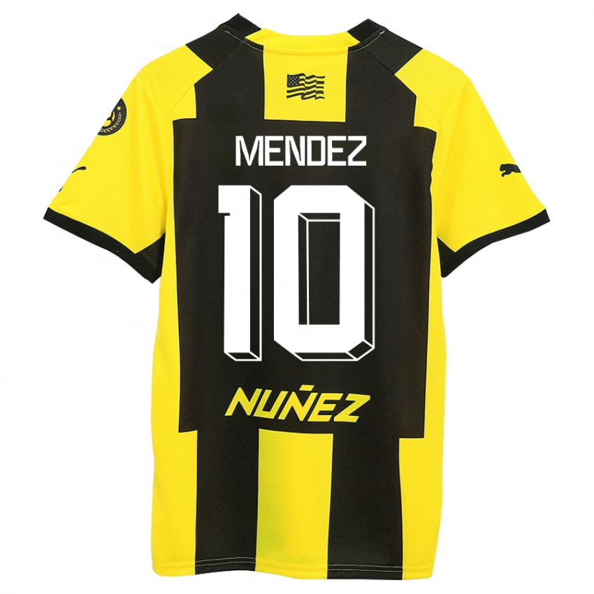 Kinder Kevin Méndez #10 Gelb Schwarz Heimtrikot Trikot 2023/24 T-Shirt Belgien