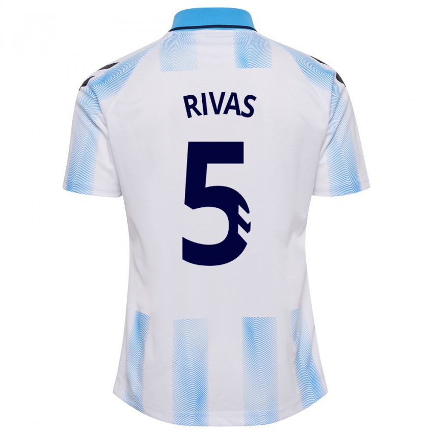 Kinder Juande Rivas #5 Weiß Blau Heimtrikot Trikot 2023/24 T-Shirt Belgien