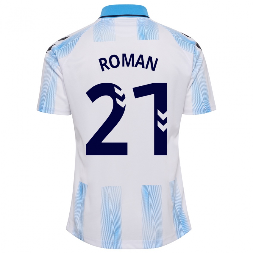 Kinderen Samu Román #21 Wit Blauw Thuisshirt Thuistenue 2023/24 T-Shirt België