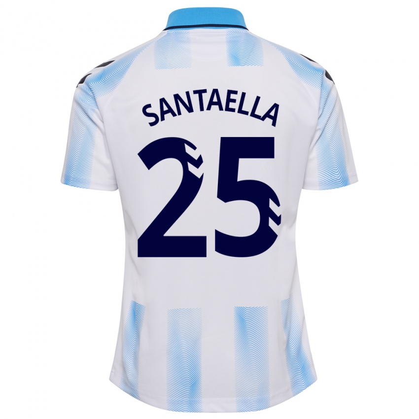 Kinderen Miguel Ángel Santaella #25 Wit Blauw Thuisshirt Thuistenue 2023/24 T-Shirt België