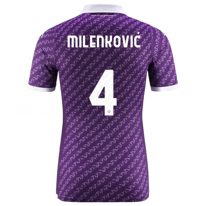 Enfant Maillot Nikola Milenković #4 Violet Tenues Domicile 2023/24 T-Shirt Belgique