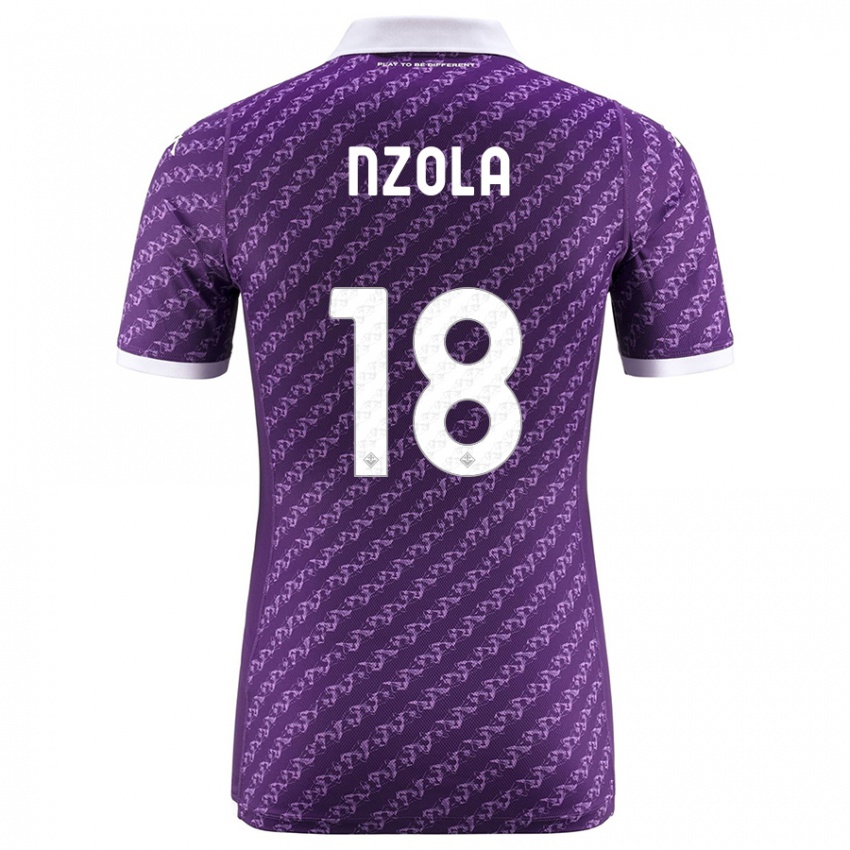 Enfant Maillot M'bala Nzola #18 Violet Tenues Domicile 2023/24 T-Shirt Belgique