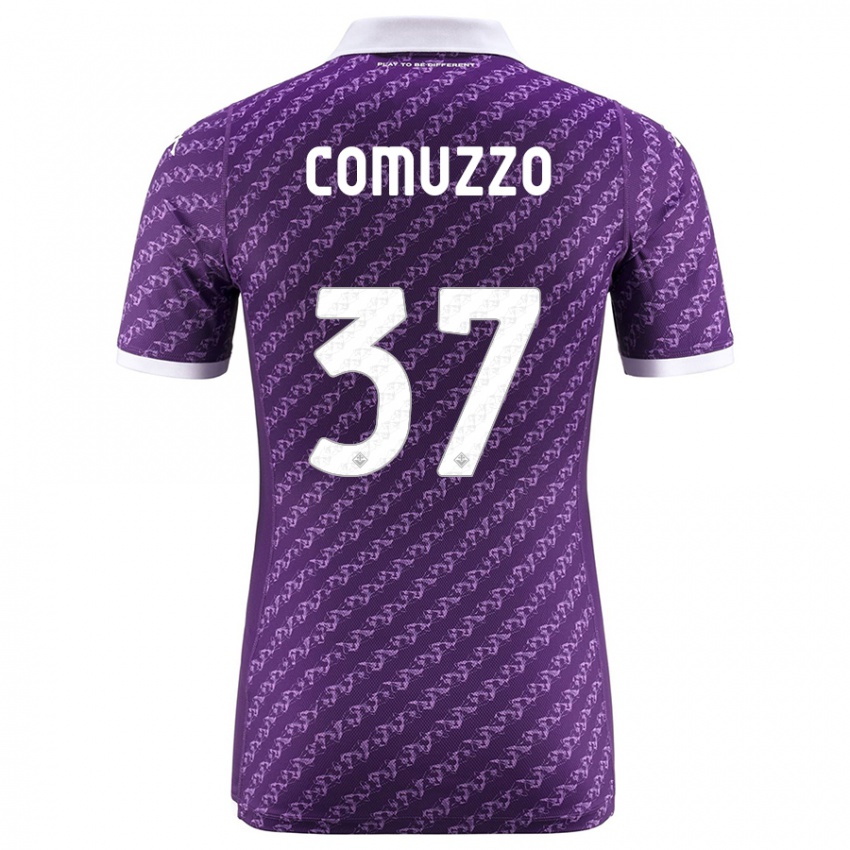 Kinder Pietro Comuzzo #37 Violett Heimtrikot Trikot 2023/24 T-Shirt Belgien