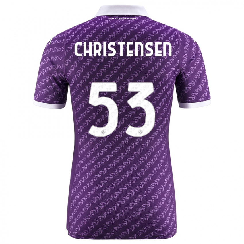 Enfant Maillot Oliver Christensen #53 Violet Tenues Domicile 2023/24 T-Shirt Belgique