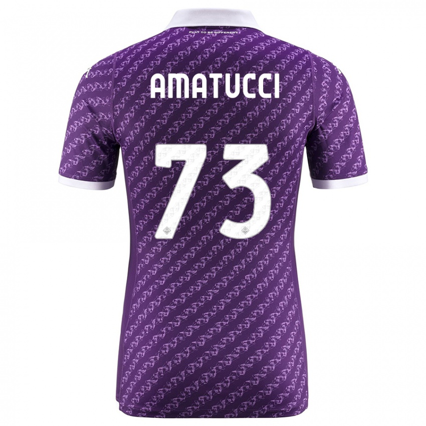 Enfant Maillot Lorenzo Amatucci #73 Violet Tenues Domicile 2023/24 T-Shirt Belgique