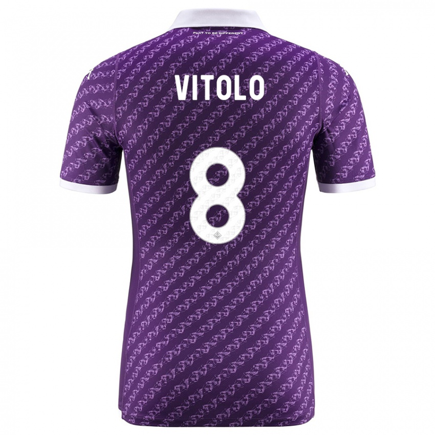 Enfant Maillot Federico Vitolo #8 Violet Tenues Domicile 2023/24 T-Shirt Belgique