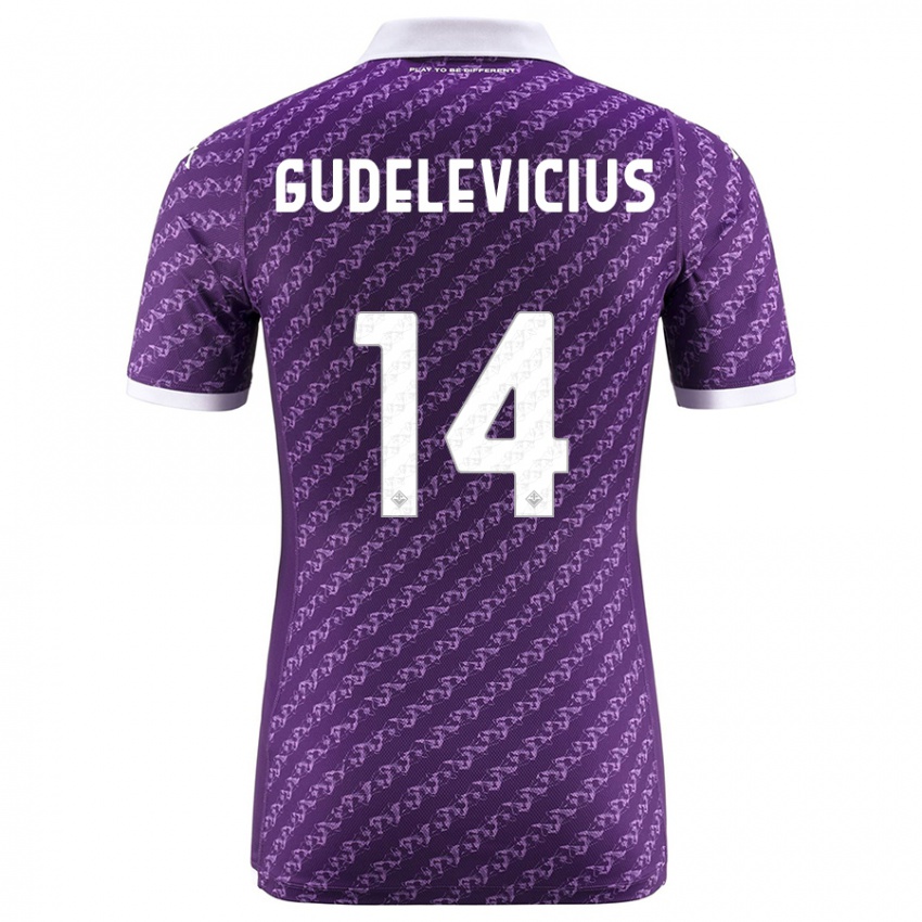 Enfant Maillot Ernestas Gudelevicius #14 Violet Tenues Domicile 2023/24 T-Shirt Belgique
