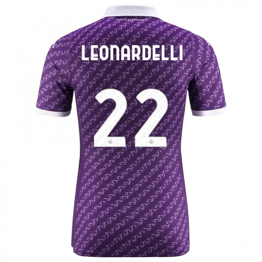 Enfant Maillot Pietro Leonardelli #22 Violet Tenues Domicile 2023/24 T-Shirt Belgique