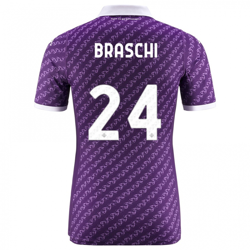 Enfant Maillot Riccardo Braschi #24 Violet Tenues Domicile 2023/24 T-Shirt Belgique
