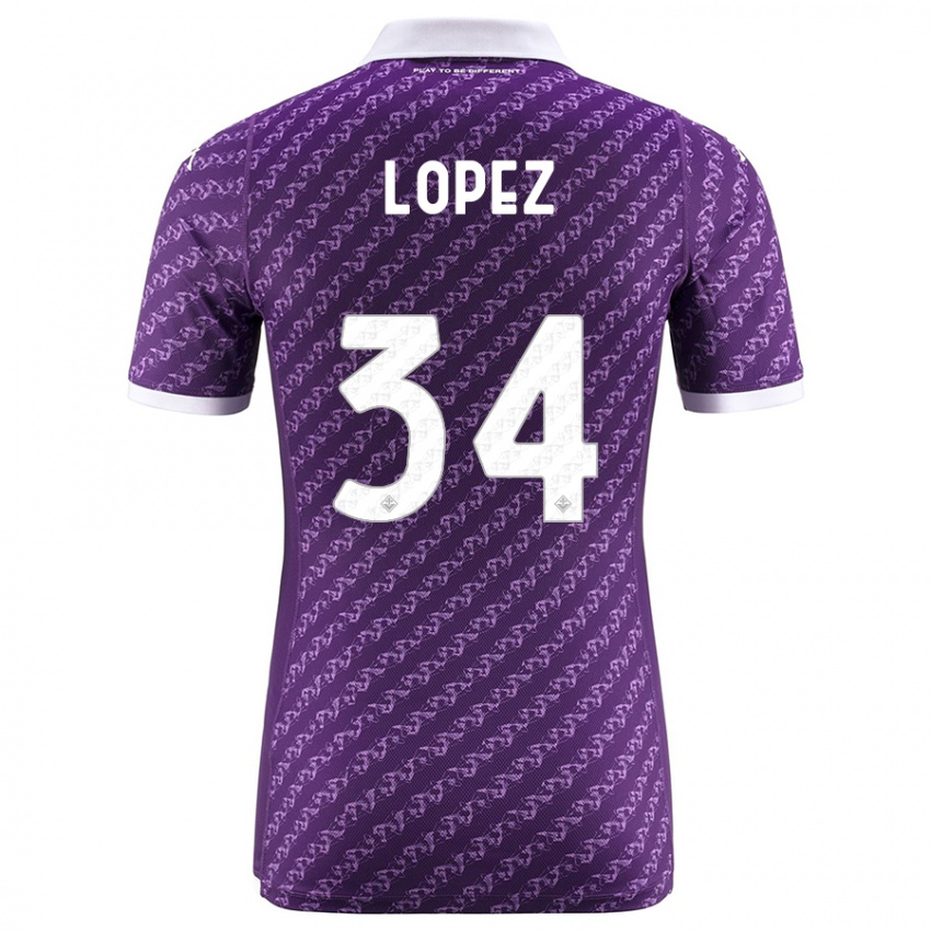 Kinder Lucas López #34 Violett Heimtrikot Trikot 2023/24 T-Shirt Belgien