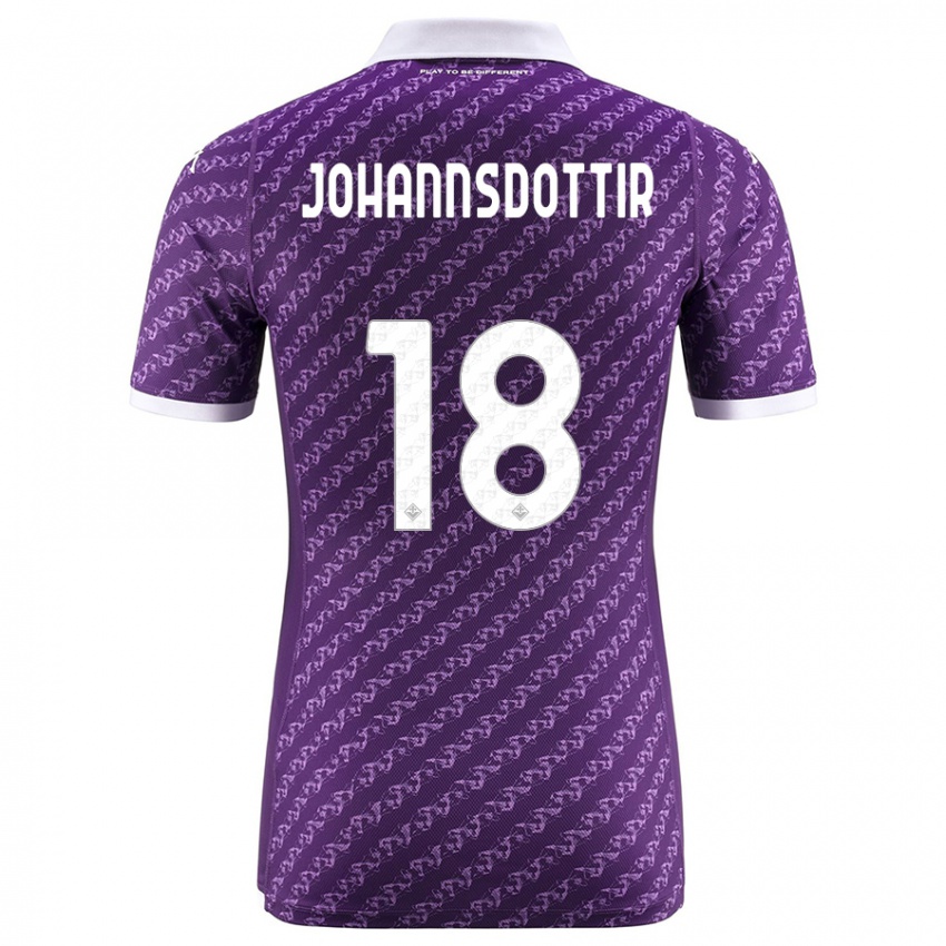 Kinder Alexandra Jóhannsdóttir #18 Violett Heimtrikot Trikot 2023/24 T-Shirt Belgien