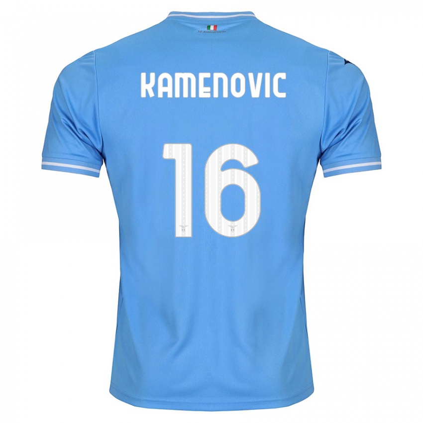 Enfant Maillot Dimitrije Kamenović #16 Bleu Tenues Domicile 2023/24 T-Shirt Belgique