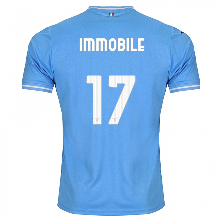Enfant Maillot Ciro Immobile #17 Bleu Tenues Domicile 2023/24 T-Shirt Belgique