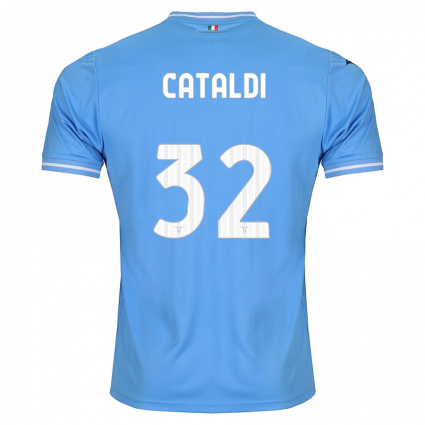 Enfant Maillot Danilo Cataldi #32 Bleu Tenues Domicile 2023/24 T-Shirt Belgique