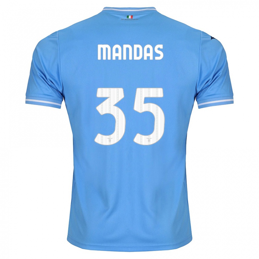Enfant Maillot Christos Mandas #35 Bleu Tenues Domicile 2023/24 T-Shirt Belgique
