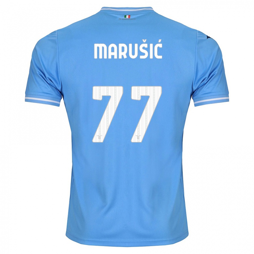Enfant Maillot Adam Marusic #77 Bleu Tenues Domicile 2023/24 T-Shirt Belgique