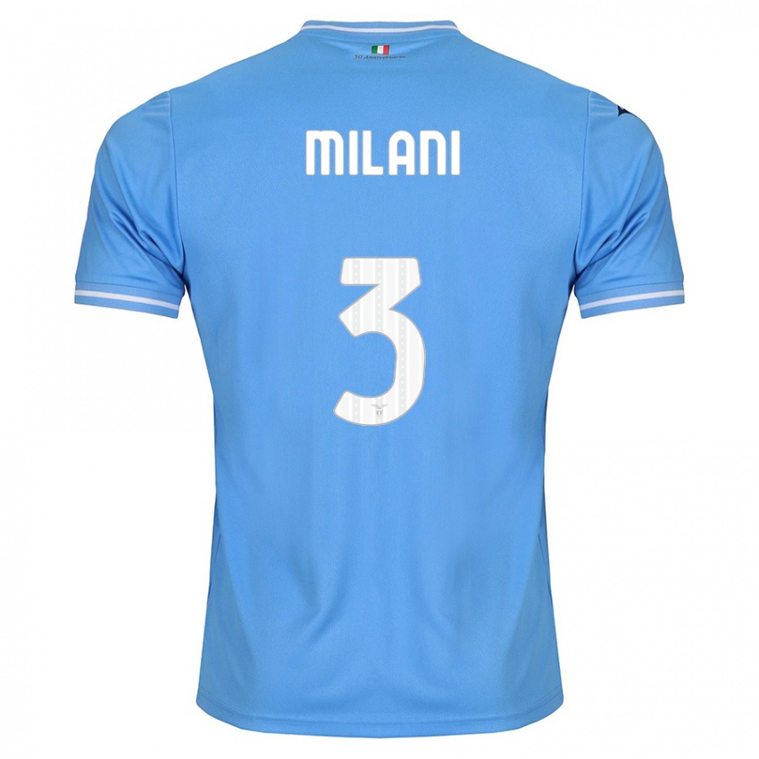 Enfant Maillot Alessandro Milani #3 Bleu Tenues Domicile 2023/24 T-Shirt Belgique