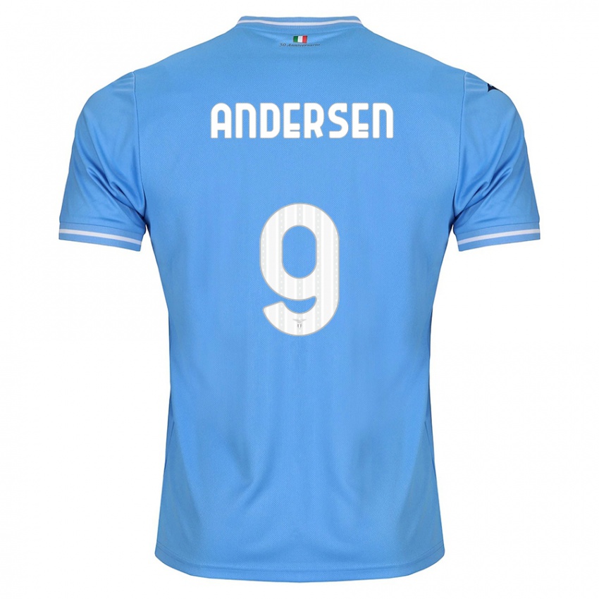 Enfant Maillot Signe Holt Andersen #9 Bleu Tenues Domicile 2023/24 T-Shirt Belgique
