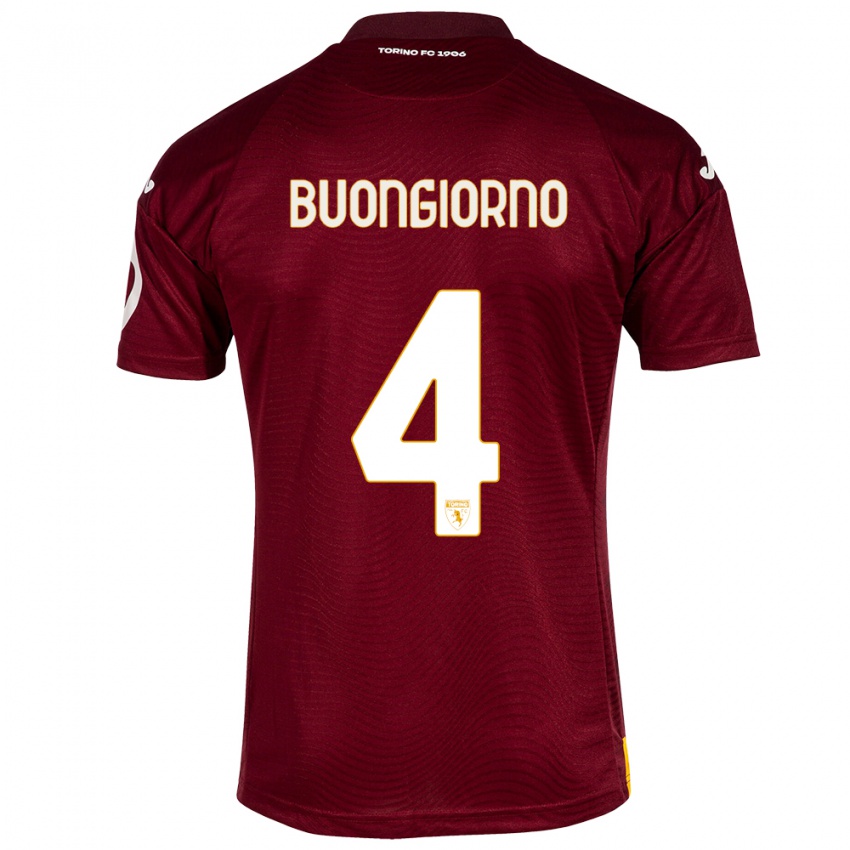 Kinder Alessandro Buongiorno #4 Dunkelrot Heimtrikot Trikot 2023/24 T-Shirt Belgien