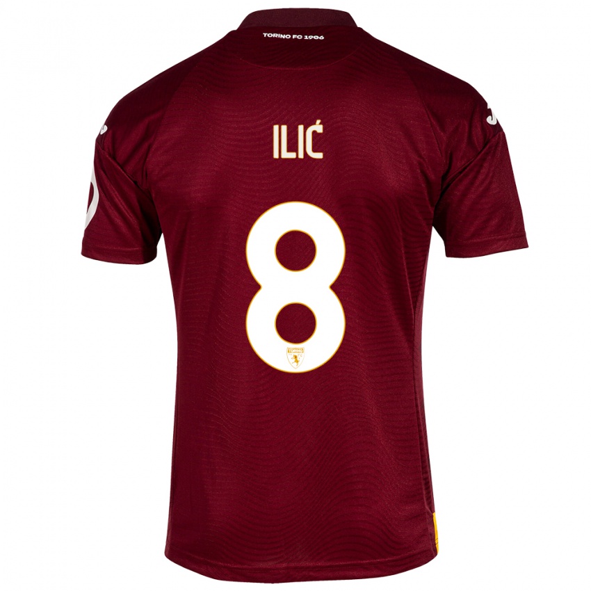 Enfant Maillot Ivan Ilić #8 Rouge Foncé Tenues Domicile 2023/24 T-Shirt Belgique