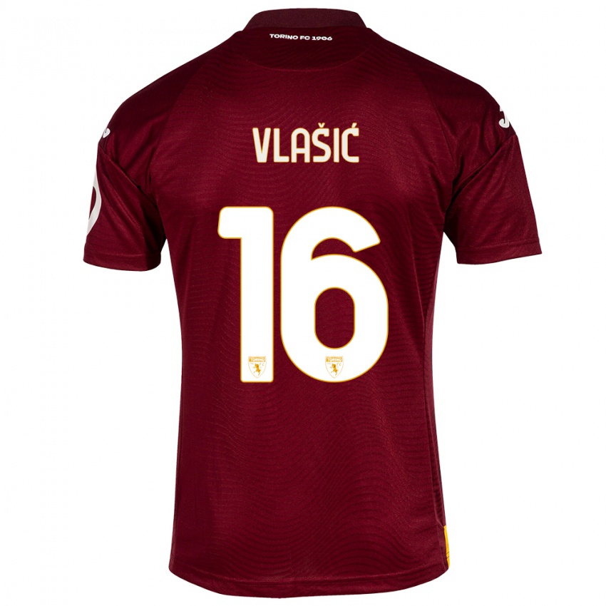 Enfant Maillot Nikola Vlasic #16 Rouge Foncé Tenues Domicile 2023/24 T-Shirt Belgique