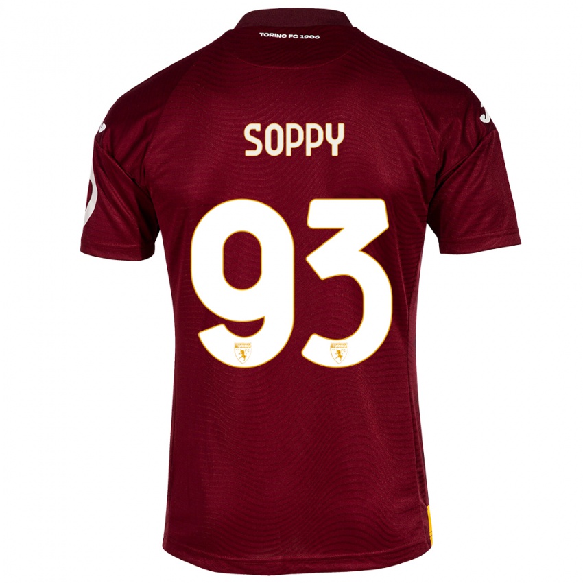 Enfant Maillot Brandon Soppy #93 Rouge Foncé Tenues Domicile 2023/24 T-Shirt Belgique