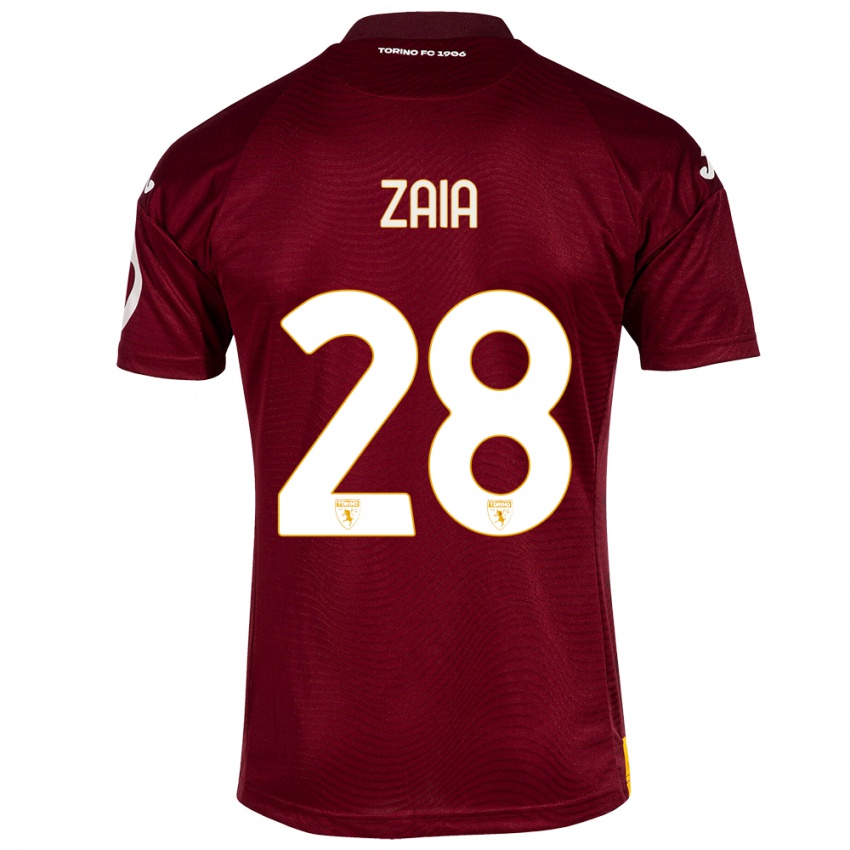 Kinder Edoardo Zaia #28 Dunkelrot Heimtrikot Trikot 2023/24 T-Shirt Belgien