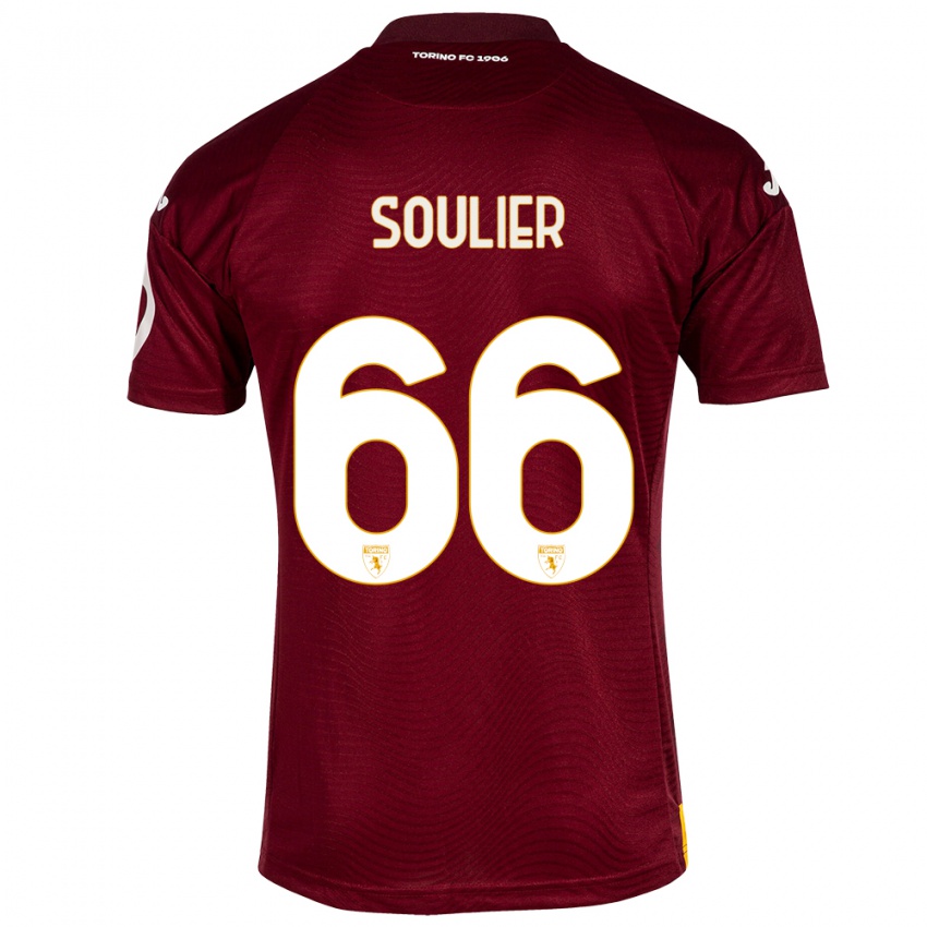 Kinder Evan Soulier #66 Dunkelrot Heimtrikot Trikot 2023/24 T-Shirt Belgien