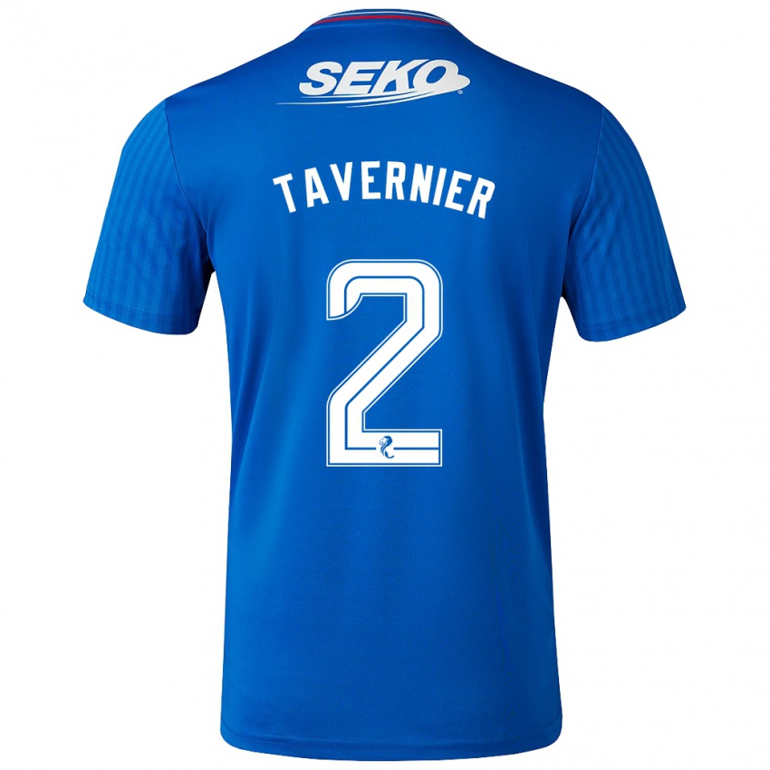 Enfant Maillot James Tavernier #2 Bleu Tenues Domicile 2023/24 T-Shirt Belgique