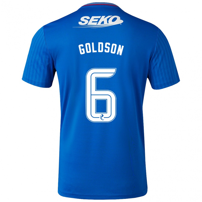 Enfant Maillot Connor Goldson #6 Bleu Tenues Domicile 2023/24 T-Shirt Belgique