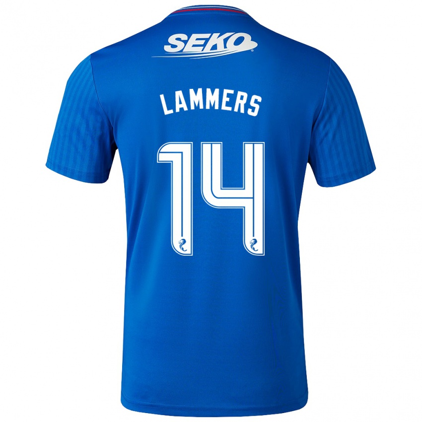 Enfant Maillot Sam Lammers #14 Bleu Tenues Domicile 2023/24 T-Shirt Belgique