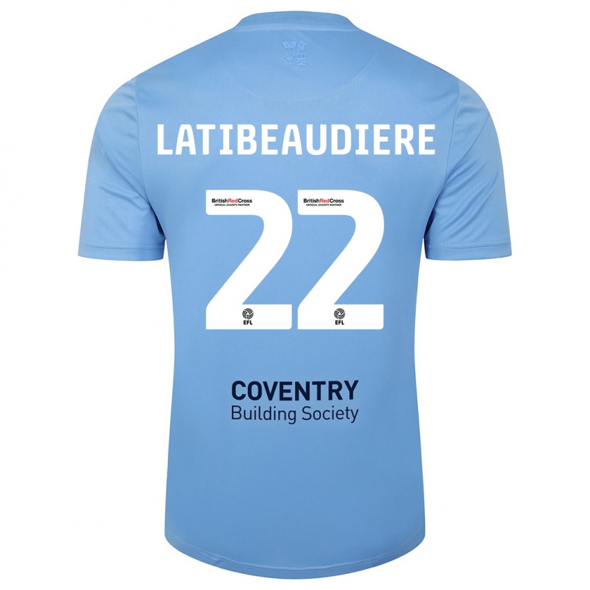 Kinderen Joel Latibeaudiere #22 Hemelsblauw Thuisshirt Thuistenue 2023/24 T-Shirt België