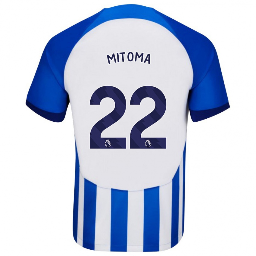 Enfant Maillot Kaoru Mitoma #22 Bleu Tenues Domicile 2023/24 T-Shirt Belgique