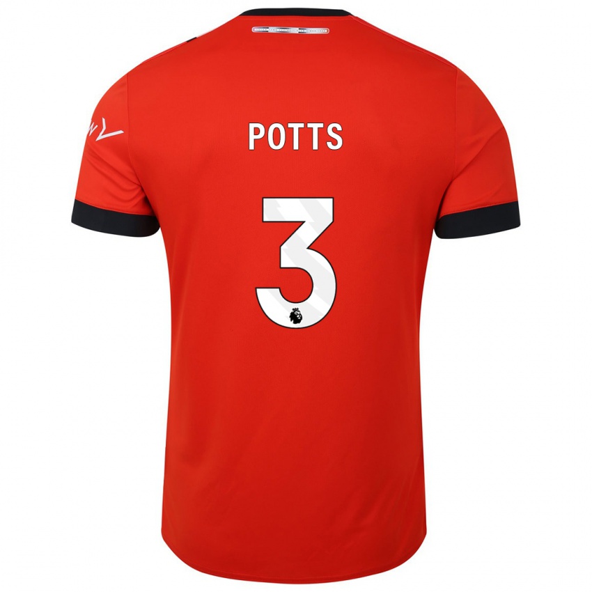 Kinder Dan Potts #3 Rot Heimtrikot Trikot 2023/24 T-Shirt Belgien