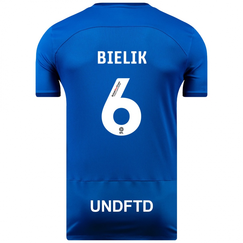 Kinder Krystian Bielik #6 Blau Heimtrikot Trikot 2023/24 T-Shirt Belgien