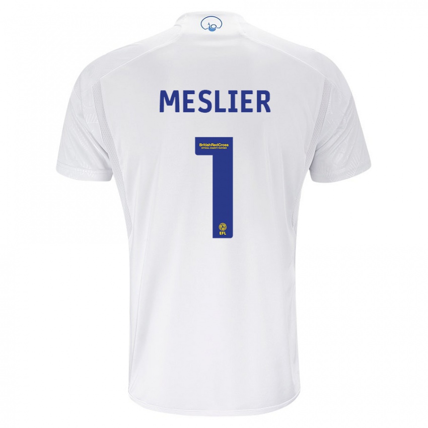 Enfant Maillot Illan Meslier #1 Blanc Tenues Domicile 2023/24 T-Shirt Belgique